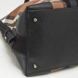 Burberry Brown/Black House Check Canvas and Leather Duffel Bag