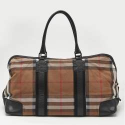 Burberry Brown/Black House Check Canvas and Leather Duffel Bag