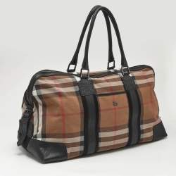 Burberry Brown/Black House Check Canvas and Leather Duffel Bag