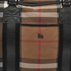 Burberry Brown/Black House Check Canvas and Leather Duffel Bag