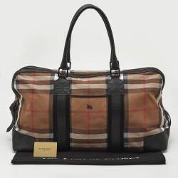 Burberry Brown/Black House Check Canvas and Leather Duffel Bag