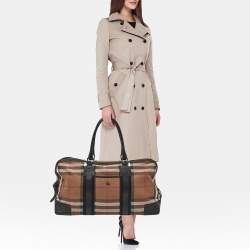 Burberry Brown/Black House Check Canvas and Leather Duffel Bag