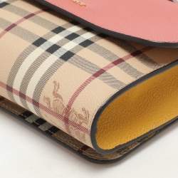 Burberry Pink/Beige Haymarket PVC and Leather Loxley Crossbody Bag