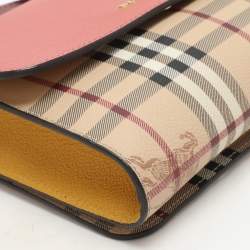 Burberry Pink/Beige Haymarket PVC and Leather Loxley Crossbody Bag
