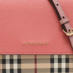 Burberry Pink/Beige Haymarket PVC and Leather Loxley Crossbody Bag