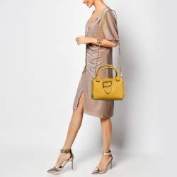 Burberry Yellow Leather Small Buckle Tote
