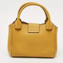Burberry Yellow Leather Small Buckle Tote