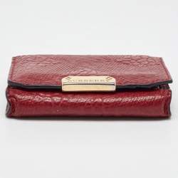 Burberry Dark Red Textured Leather Business Card Holder
