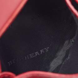  Burberry Dark Red Textured Leather Business Card Holder