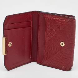  Burberry Dark Red Textured Leather Business Card Holder