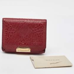  Burberry Dark Red Textured Leather Business Card Holder