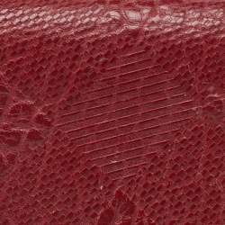  Burberry Dark Red Textured Leather Business Card Holder