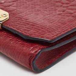  Burberry Dark Red Textured Leather Business Card Holder