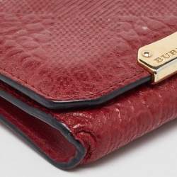  Burberry Dark Red Textured Leather Business Card Holder