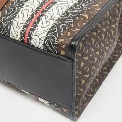 Burberry Multicolor Monogram Stripe E-Canvas Portrait Tote