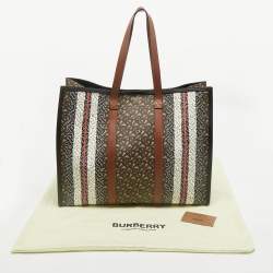 Burberry Multicolor Monogram Stripe E-Canvas Portrait Tote
