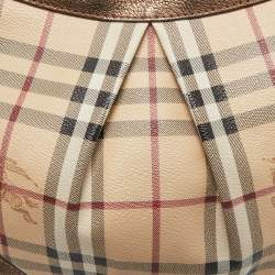Burberry Bronze/Beige Haymarket Check PVC and Leather Hartham Crossbody Bag