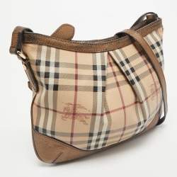 Burberry Bronze/Beige Haymarket Check PVC and Leather Hartham Crossbody Bag