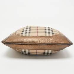 Burberry Bronze/Beige Haymarket Check PVC and Leather Hartham Crossbody Bag