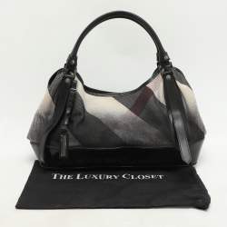 Burberry Black/Grey Mega Check Canvas and Leather Tote