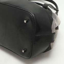 Burberry Black/Grey Mega Check Canvas and Leather Tote
