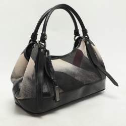 Burberry Black/Grey Mega Check Canvas and Leather Tote