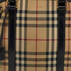 Burberry Beige/Black Haymarket Check Canvas and Leather Orchard Bowler Bag