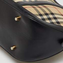 Burberry Beige/Black Haymarket Check Canvas and Leather Orchard Bowler Bag