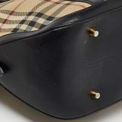 Burberry Beige/Black Haymarket Check Canvas and Leather Orchard Bowler Bag