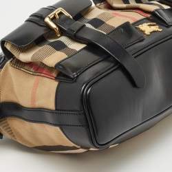 Burberry Brown/Beige House Check Canvas and Leather Double Pocket Shoulder Bag