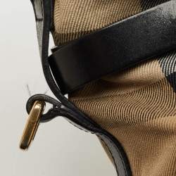 Burberry Brown/Beige House Check Canvas and Leather Double Pocket Shoulder Bag