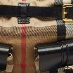 Burberry Brown/Beige House Check Canvas and Leather Double Pocket Shoulder Bag