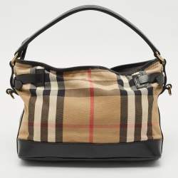 Burberry Brown/Beige House Check Canvas and Leather Double Pocket Shoulder Bag