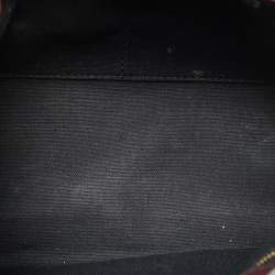 Burberry Burgundy/Beige Leather and House Check Fabric Small Banner Tote