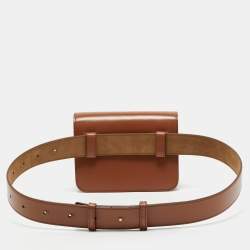 Pre Owned Burberry Brown Leather Mini TB Belt Bag