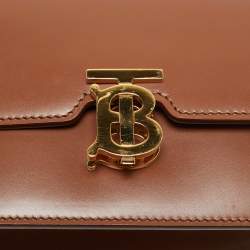 Pre Owned Burberry Brown Leather Mini TB Belt Bag