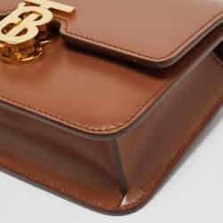 Pre Owned Burberry Brown Leather Mini TB Belt Bag
