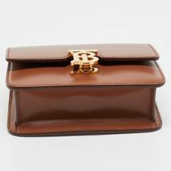 Pre Owned Burberry Brown Leather Mini TB Belt Bag