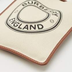 Burberry Brown/Off White Canvas and Leather Mini Logo Flat Crossbody Bag