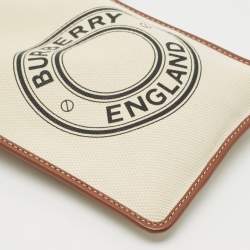 Burberry Brown/Off White Canvas and Leather Mini Logo Flat Crossbody Bag