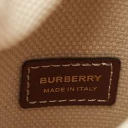 Burberry Brown/Off White Canvas and Leather Mini Logo Flat Crossbody Bag