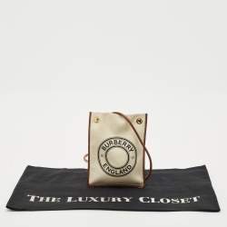 Burberry Brown/Off White Canvas and Leather Mini Logo Flat Crossbody Bag