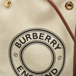 Burberry Brown/Off White Canvas and Leather Mini Logo Flat Crossbody Bag