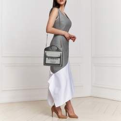 Burberry Black/Grey Leather and Canvas Mini Pocket Tote