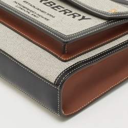 Burberry Black/Grey Leather and Canvas Mini Pocket Tote