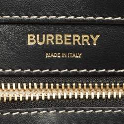 Burberry Black/Grey Leather and Canvas Mini Pocket Tote