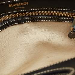 Burberry Black/Grey Leather and Canvas Mini Pocket Tote