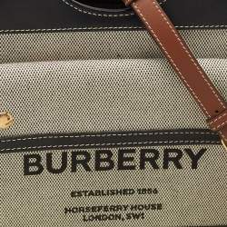 Burberry Black/Grey Leather and Canvas Mini Pocket Tote
