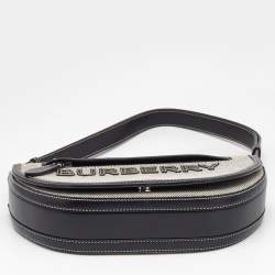 Burberry Black/White Logo Canvas and Leather Small Olympia Shoulder Bag