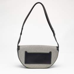 Burberry Black/White Logo Canvas and Leather Small Olympia Shoulder Bag